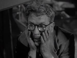 Burgess Meredith as Henry Bemis from Twilight Zone "Time Enough at Last."