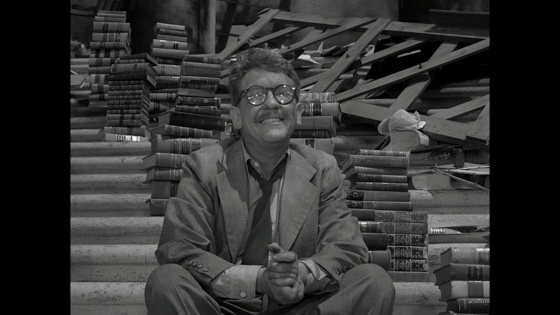Burgess Meredith as Henry Bemis from The Twilight Zone "Time Enough at Last"